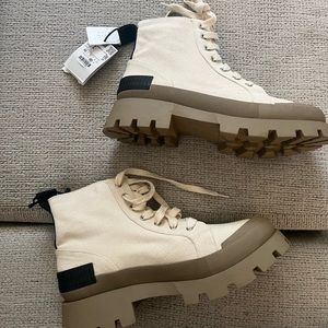 Zara canvas combat boots